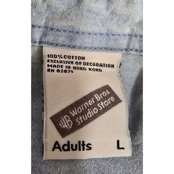 VTG Looney Tunes Embroidered Denim Shirt Featuring Bugs Bunny & Taz Characters - Picture 9 of 11